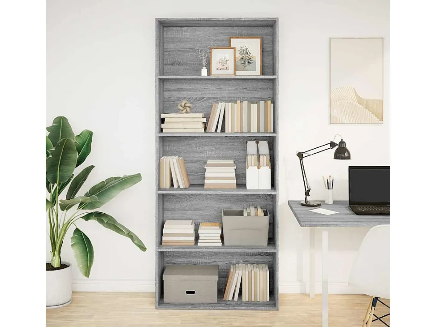 Estantería madera ingeniería gris Sonoma 80x30x189cm
