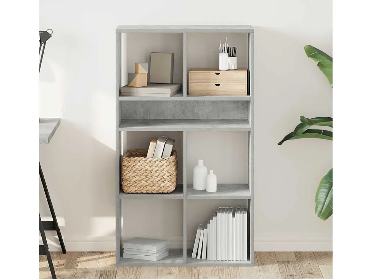 Estantería madera ingeniería gris hormigón 66x31x112 cm