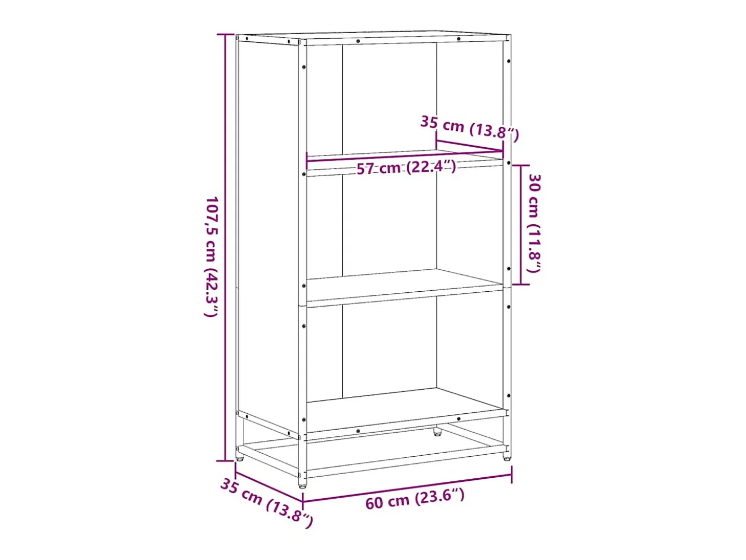 Estantería madera ingeniería roble marrón 60x35x107,5 cm
