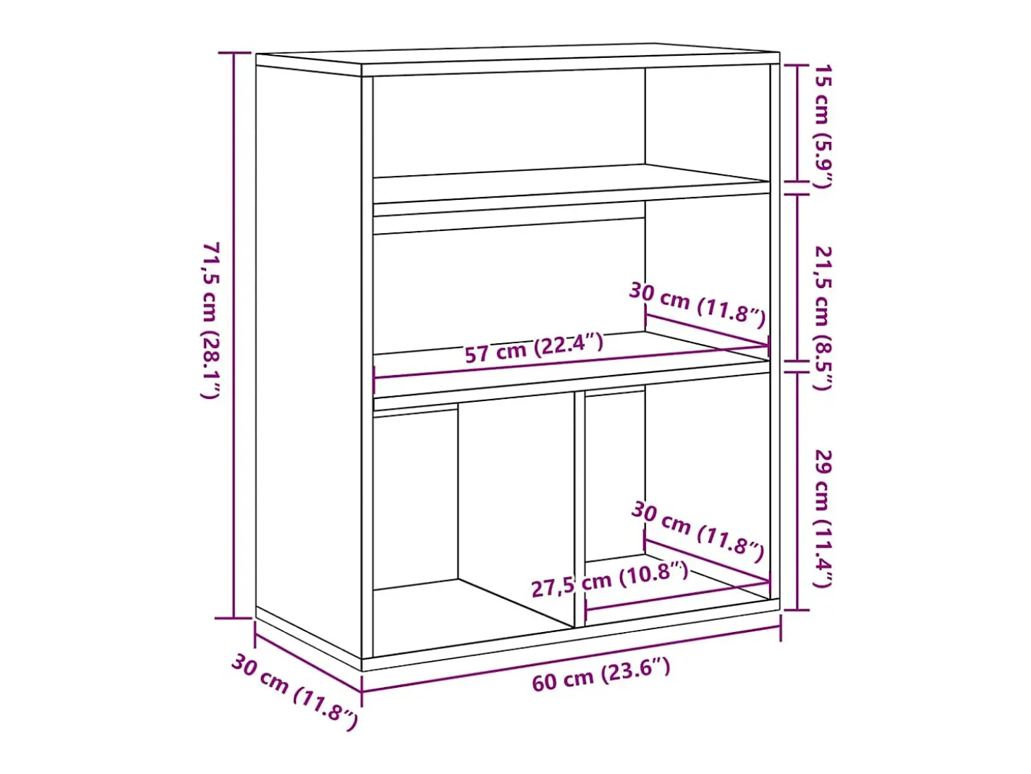 Estantería madera ingeniería gris sonoma 60x30x71,5 cm