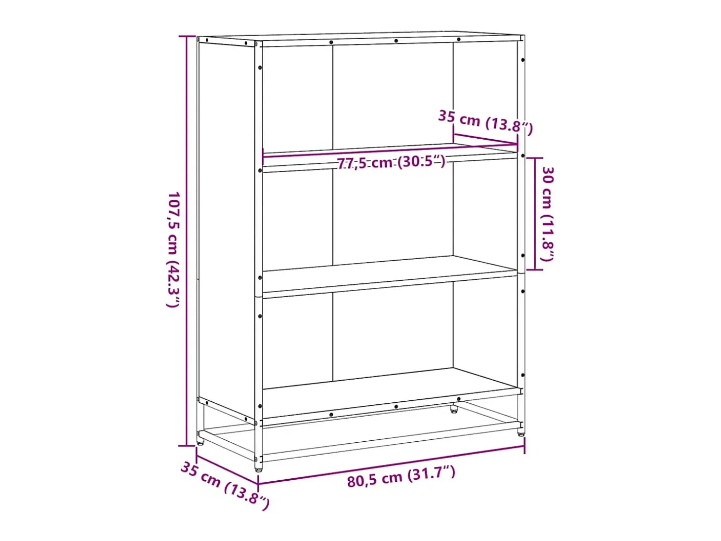 Estantería madera ingeniería roble ahumado 80,5x35x107,5 cm