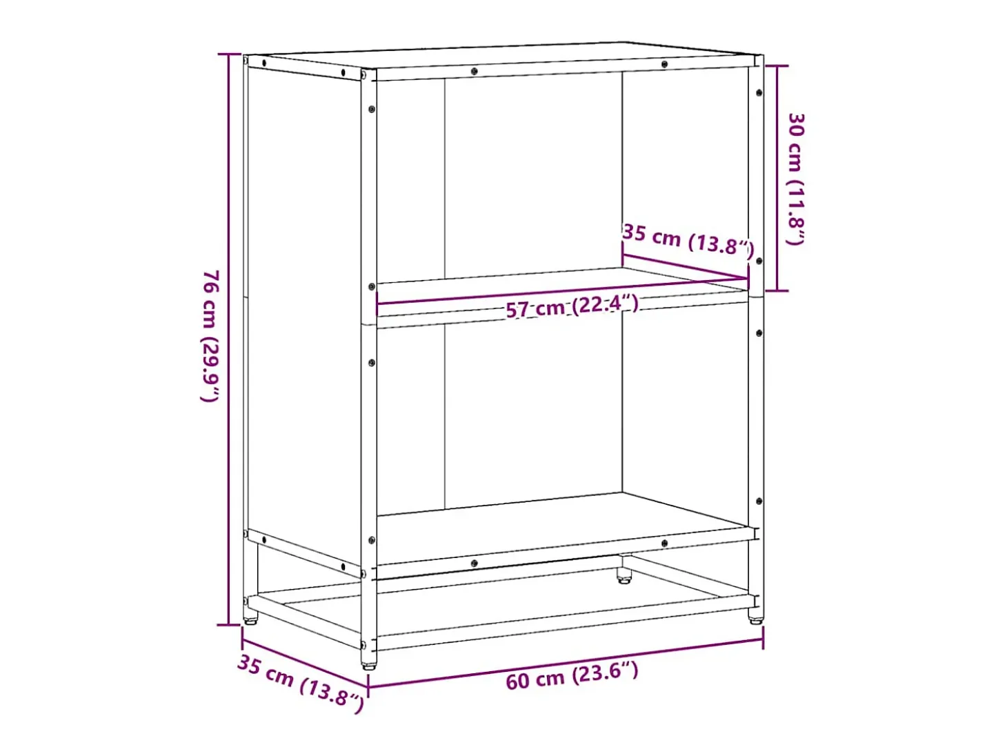 Estantería madera ingeniería gris sonoma 60x35x76 cm