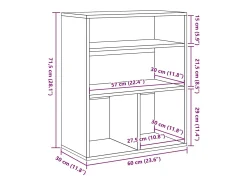 Estantería madera ingeniería color roble ahumado 60x30x71,5 cm
