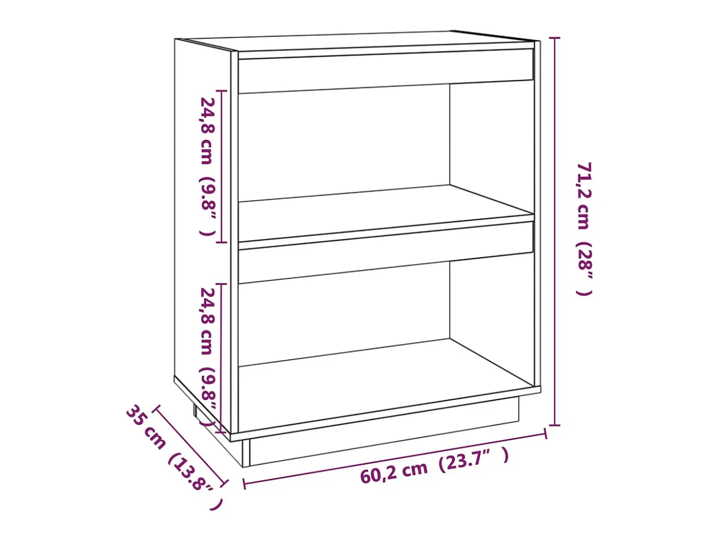 Estantería madera maciza de pino marrón miel 60x35x71 cm