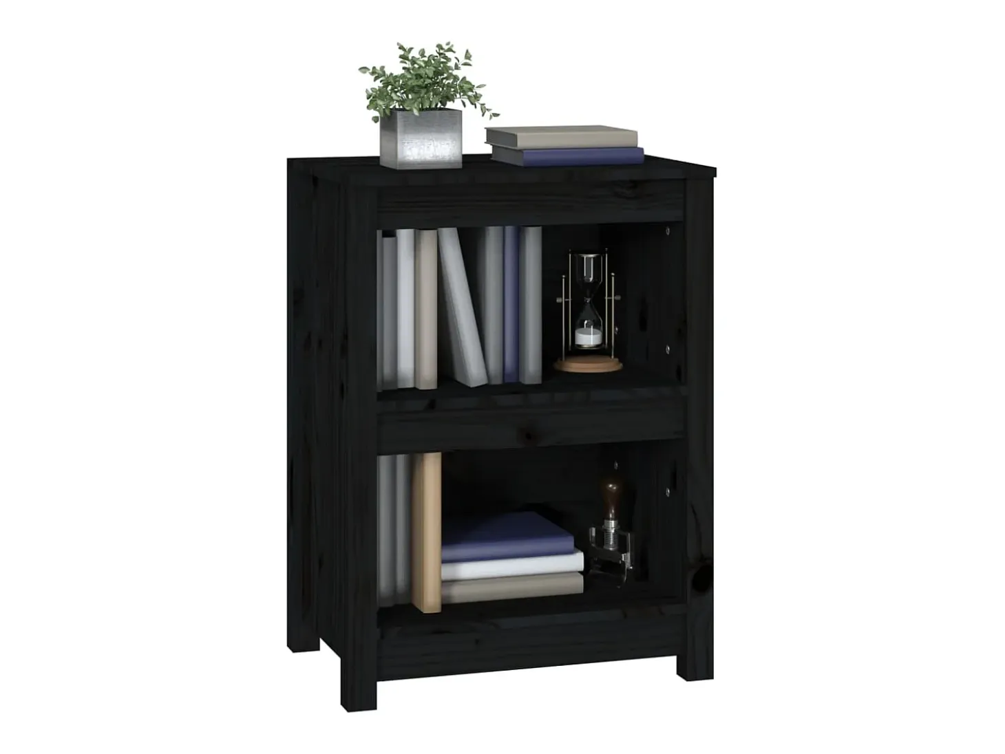 Estantería madera maciza de pino negra 50x35x68 cm