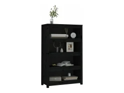 Estantería madera maciza de pino negra 80x35x126 cm