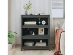 Estantería madera maciza de pino gris 80x35x97 cm