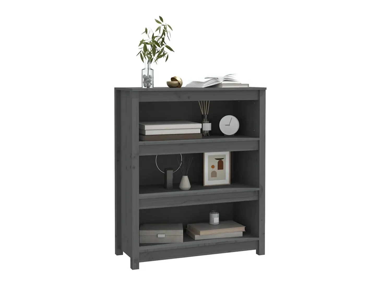 Estantería madera maciza de pino gris 80x35x97 cm