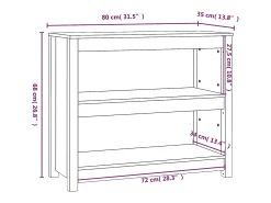 Estantería madera maciza de pino marrón miel 80x35x68 cm