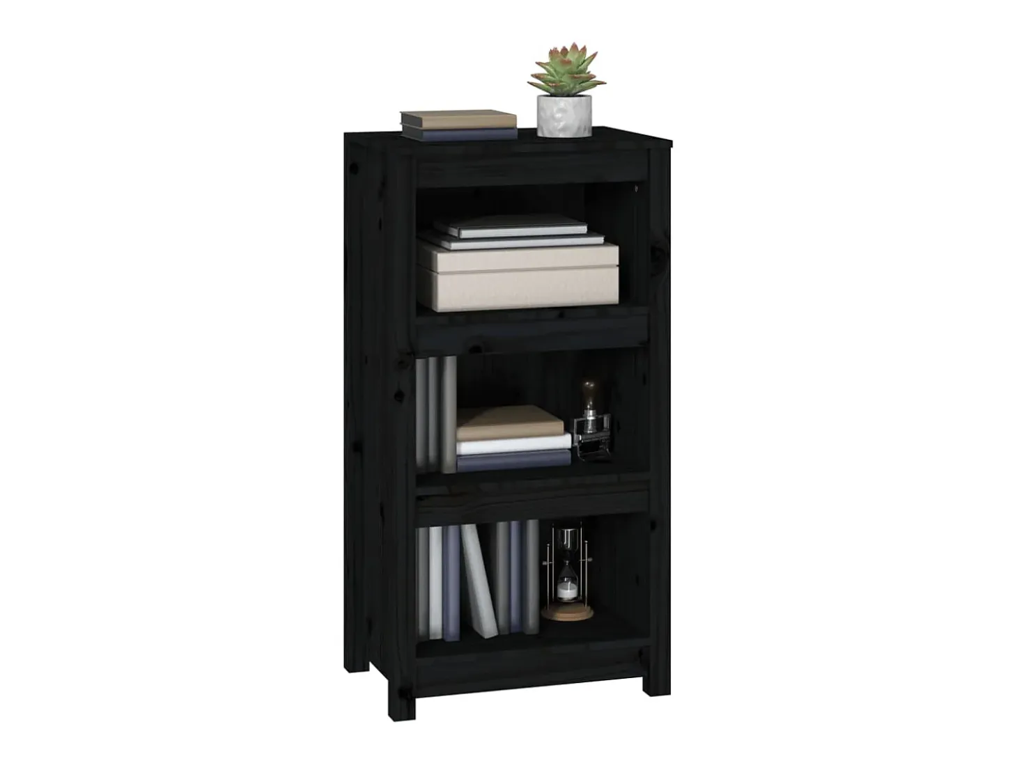 Estantería madera maciza de pino negra 50x35x97 cm