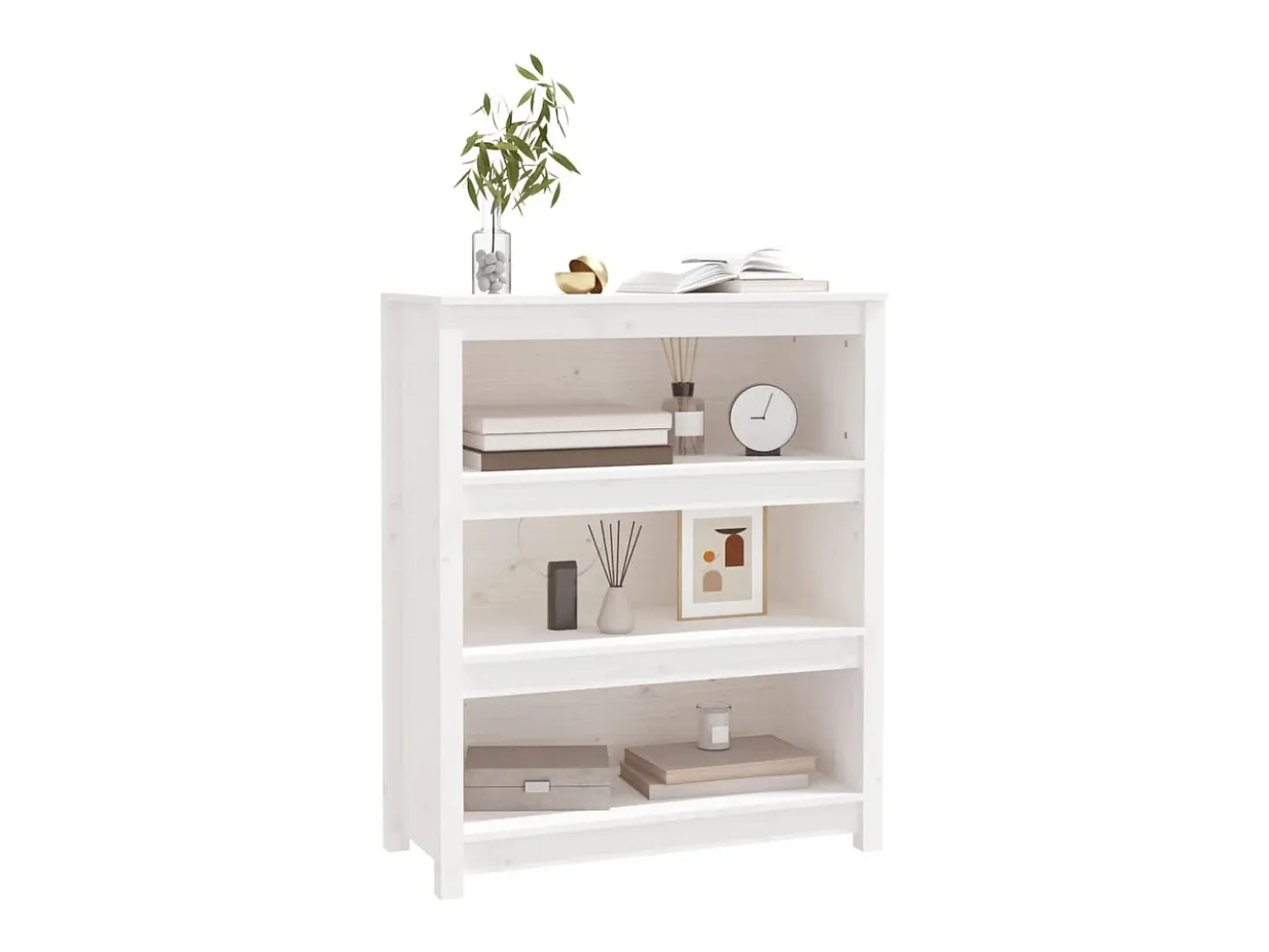 Estantería madera maciza de pino blanca 80x35x97 cm