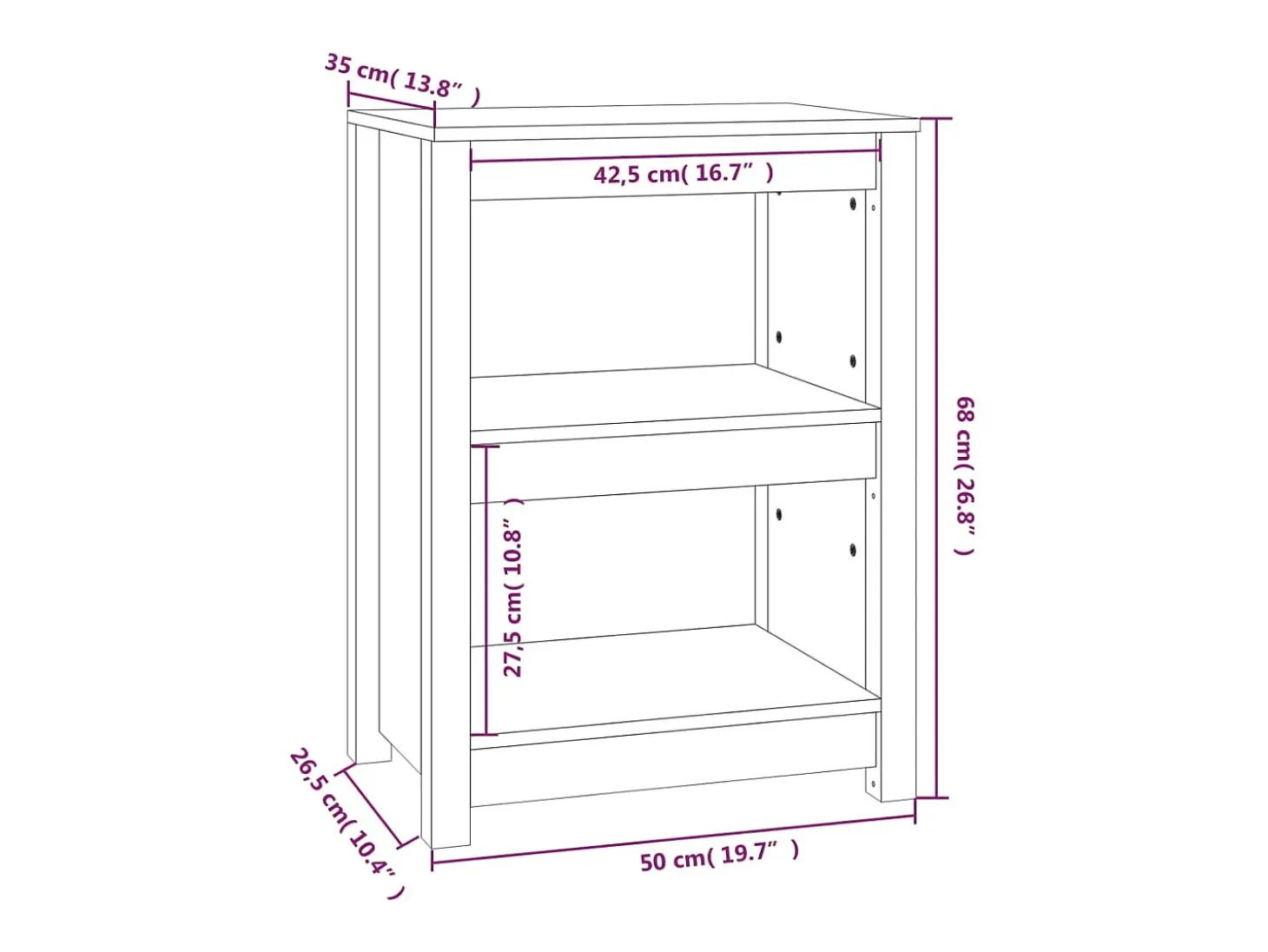 Estantería madera maciza de pino marrón miel 50x35x68 cm