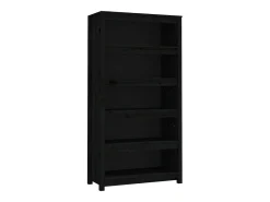 Estantería madera maciza de pino negra 80x35x154 cm