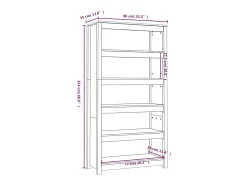 Estantería madera maciza de pino negra 80x35x154 cm