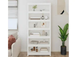 Estantería madera maciza de pino blanca 80x35x183 cm