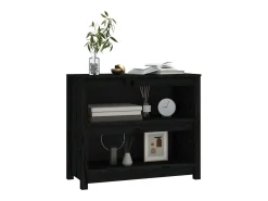 Estantería madera maciza de pino negra 80x35x68 cm