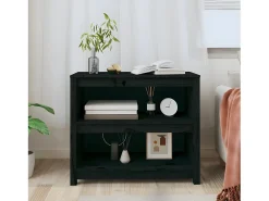 Estantería madera maciza de pino negra 80x35x68 cm