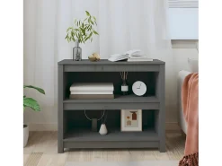 Estantería madera maciza de pino gris 80x35x68 cm