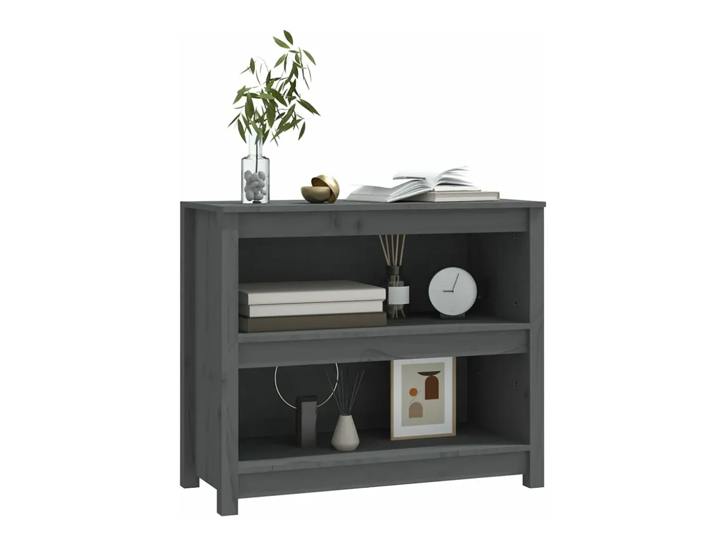 Estantería madera maciza de pino gris 80x35x68 cm