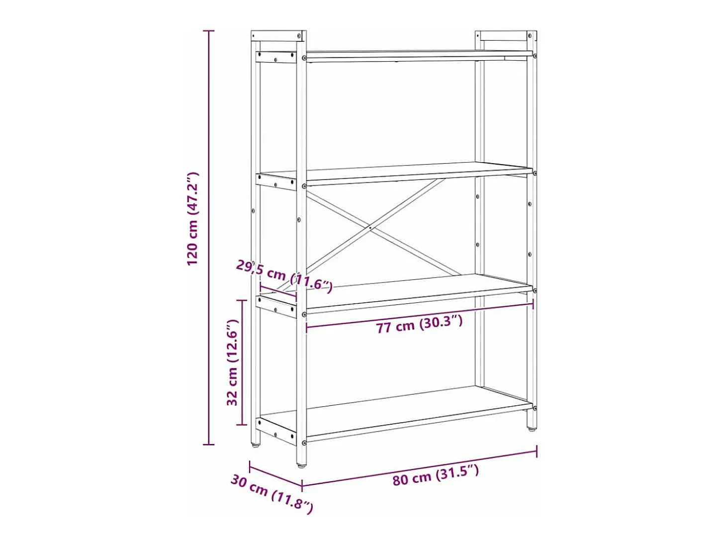 Estantería Madera vieja 80 x 30 x 118 cm Madera contrachapada