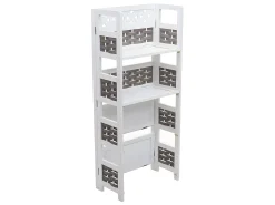Estantería MCW-K86, blanco, mimbre gris