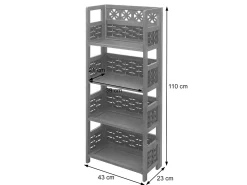 Estantería MCW-K86, blanco, mimbre gris
