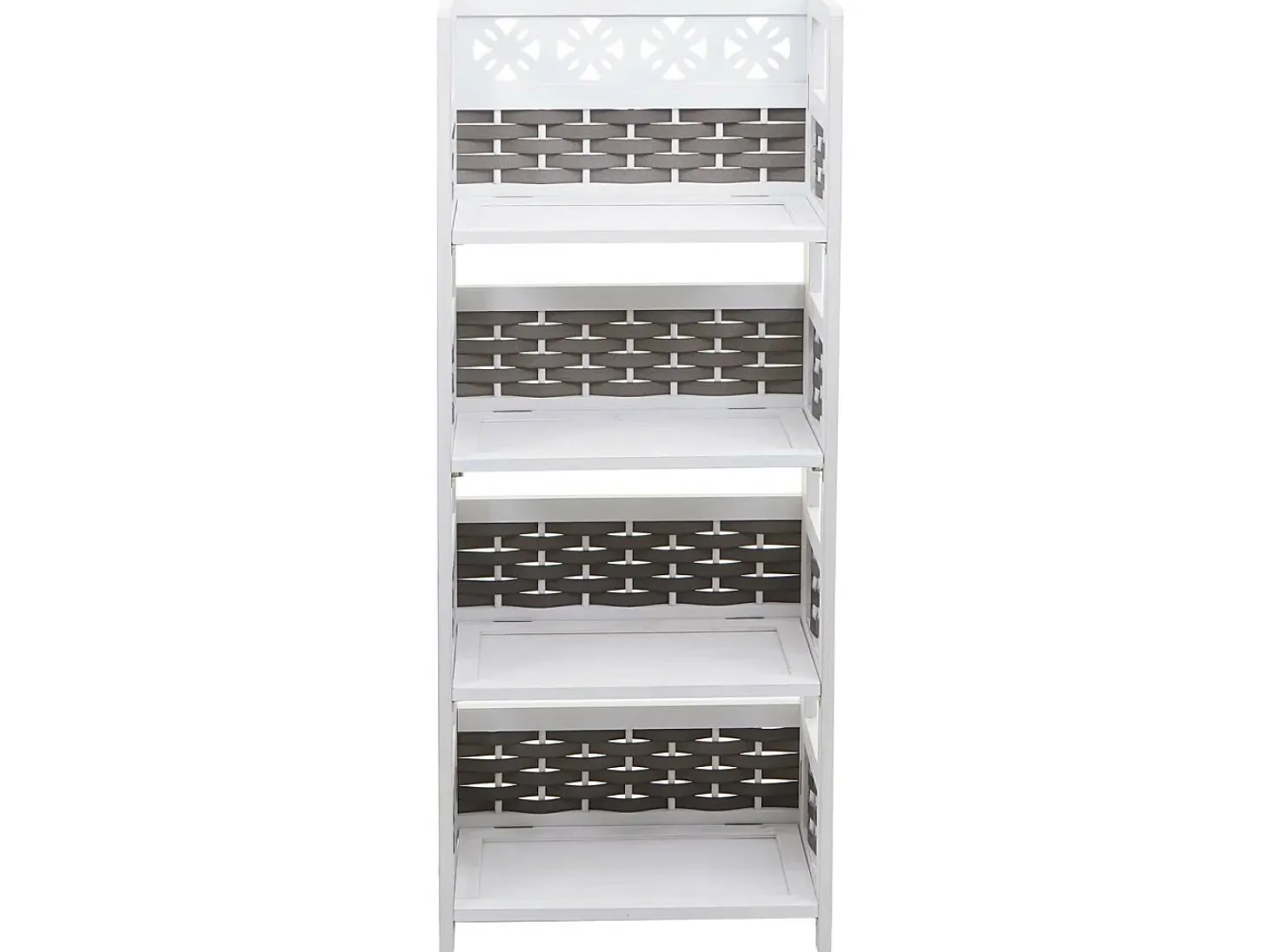 Estantería MCW-K86, blanco, mimbre gris