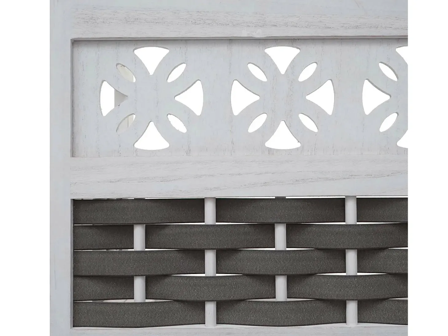 Estantería MCW-K86, blanco, mimbre gris