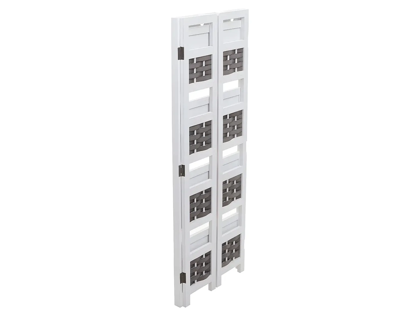 Estantería MCW-K86, blanco, mimbre gris
