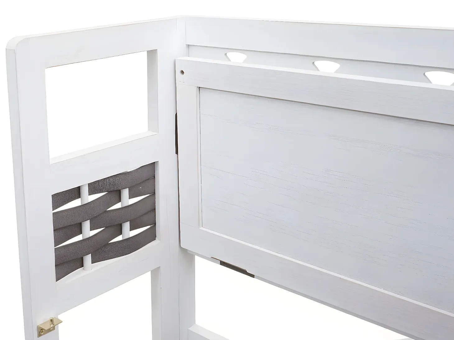 Estantería MCW-K86, blanco, mimbre gris