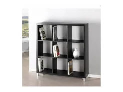 Estantería mediana kubox 3x3 acabado negro, 111 cm(alto)111 cm(ancho)29 cm(fondo)