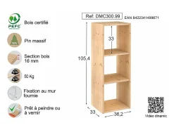 Estantería modular de pino macizo Dinamic 3 estantes
