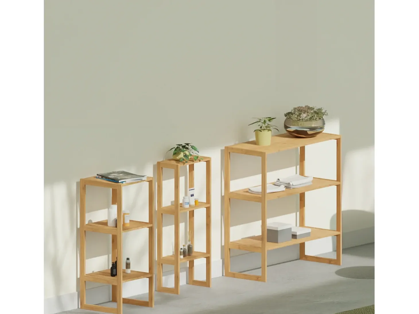 Estantería Modular en Bambú con 3 Niveles Canoply 84x35x35.5cm Thinia Home