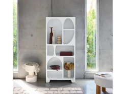 Estantería orgánica de efecto madera con 8 compartimentos blanco