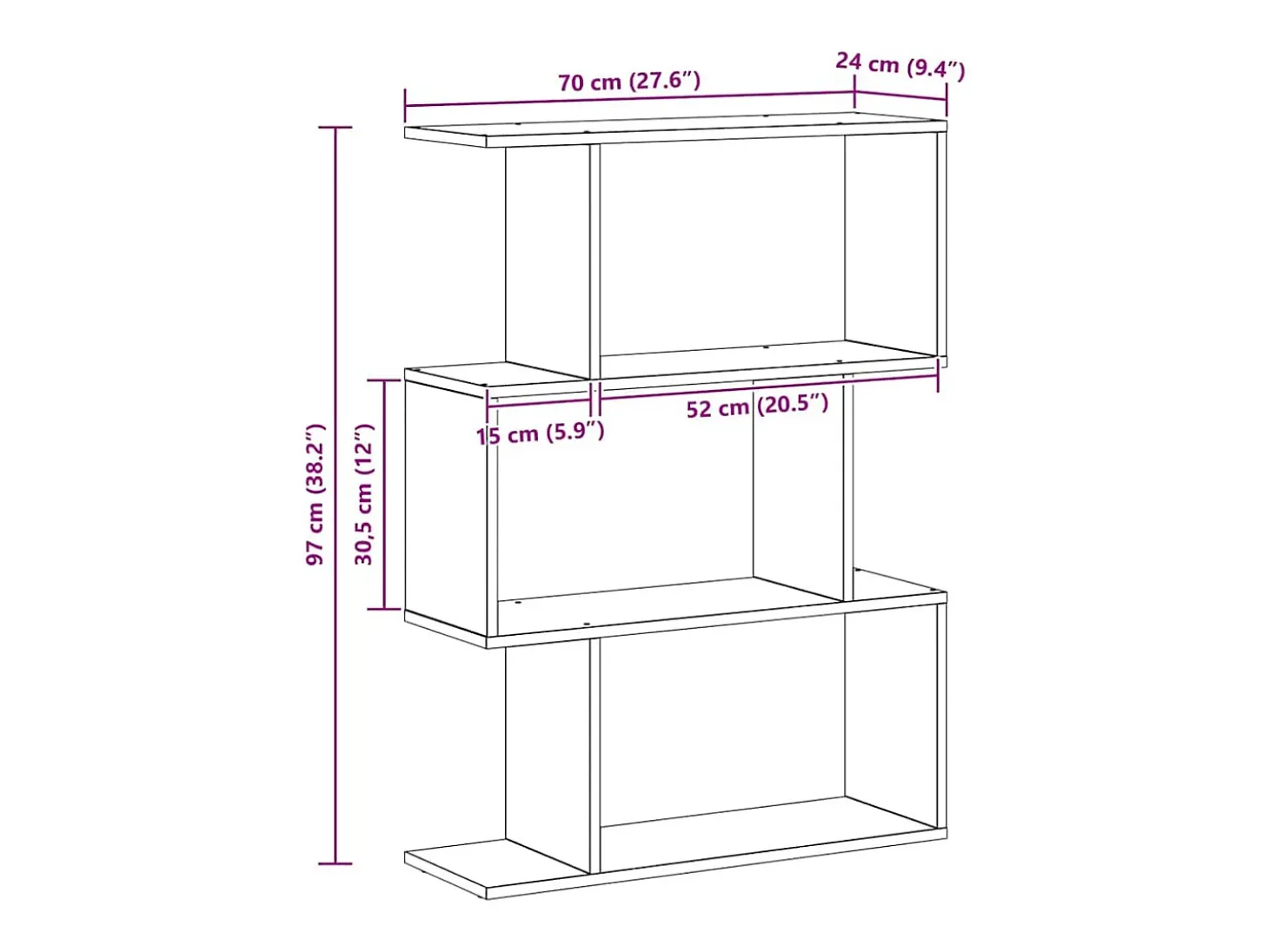Estantería para libros Gris 70 x 14 x 97 cm