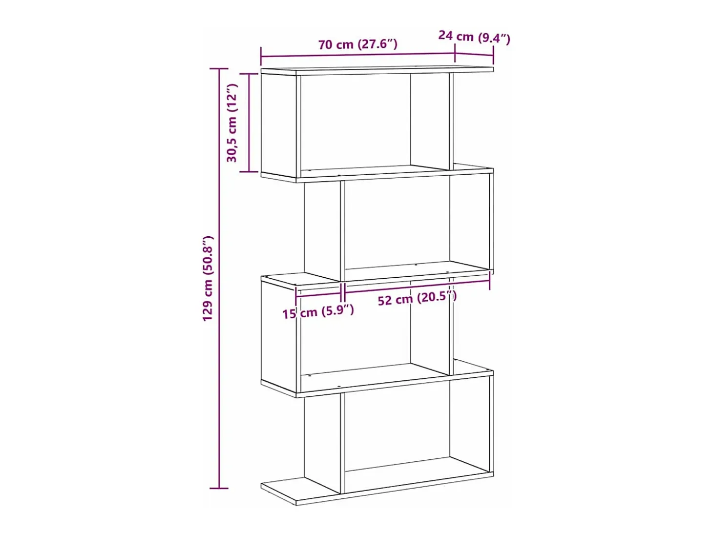 Estantería para libros Negro 70 x 24 x 129 cm