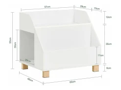 Estantería para Niños con 2 Estantes y 1 Compartimiento Librero Infantil para Habitación Organizador Multiusos 60 x 48 x 53 cm KMB54-W SoBuy ES