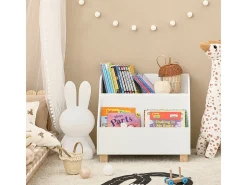 Estantería para Niños con 2 Estantes y 1 Compartimiento Librero Infantil para Habitación Organizador Multiusos 60 x 48 x 53 cm KMB54-W SoBuy ES