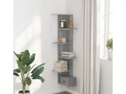 Estantería pared de esquina madera gris Sonoma 36,5x36,5x140 cm ES720907