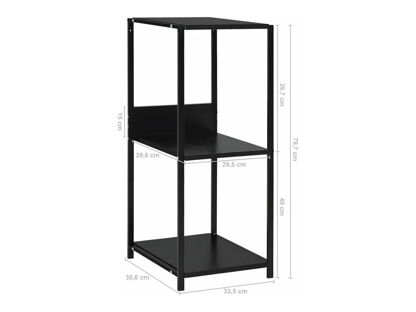 Estantería pequeña aglomerado negro 33,5x39,6x79,7 cm