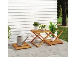 Estantería plegable 3 alturas madera acacia marrón 43x31x63 cm