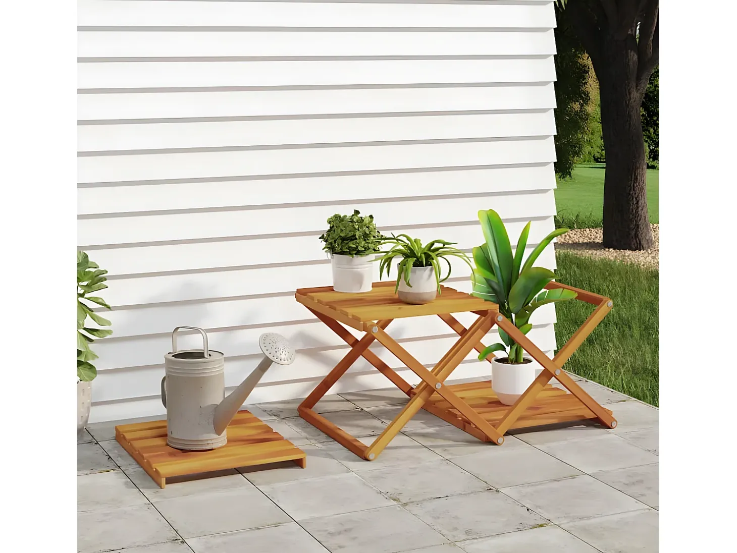 Estantería plegable 3 alturas madera acacia marrón 43x31x63 cm
