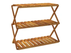 Estantería plegable 3 alturas madera acacia marrón 70x31x63 cm