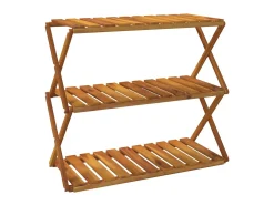 Estantería plegable 3 alturas madera acacia marrón 70x31x63 cm ES591751