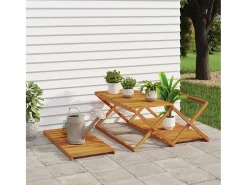 Estantería plegable 3 alturas madera acacia marrón 70x31x63 cm ES591751