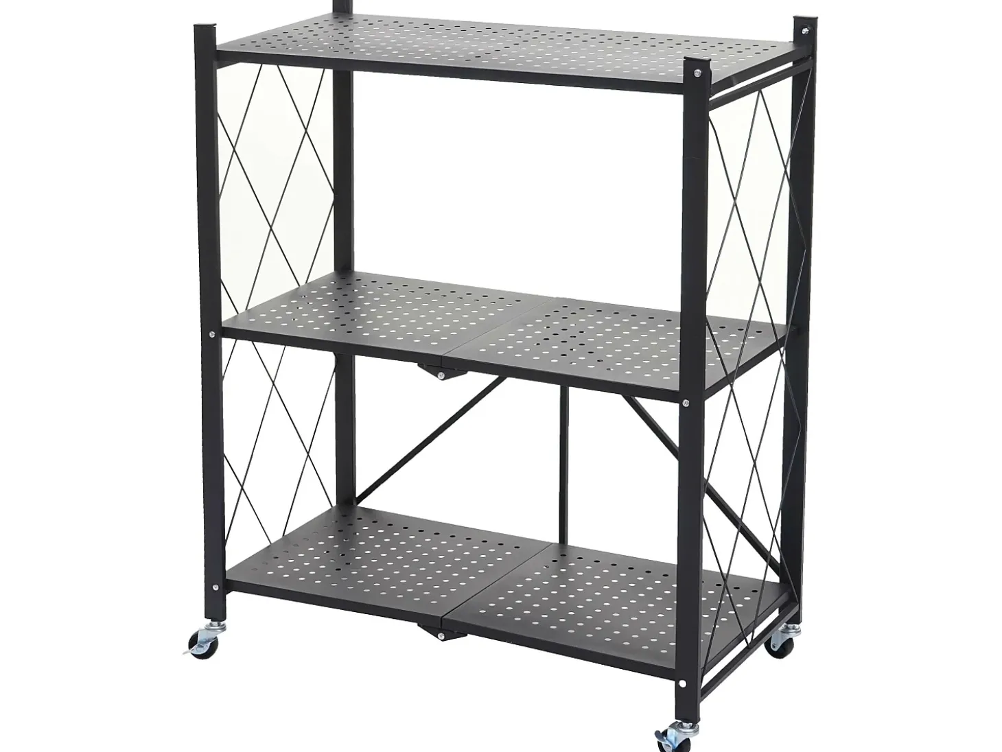 Estantería plegable MCW-J85, negro, 3 niveles