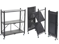 Estantería plegable MCW-J85, negro, 3 niveles