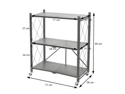 Estantería plegable MCW-J85, negro, 3 niveles