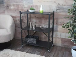 Estantería plegable MCW-J85, negro, 3 niveles