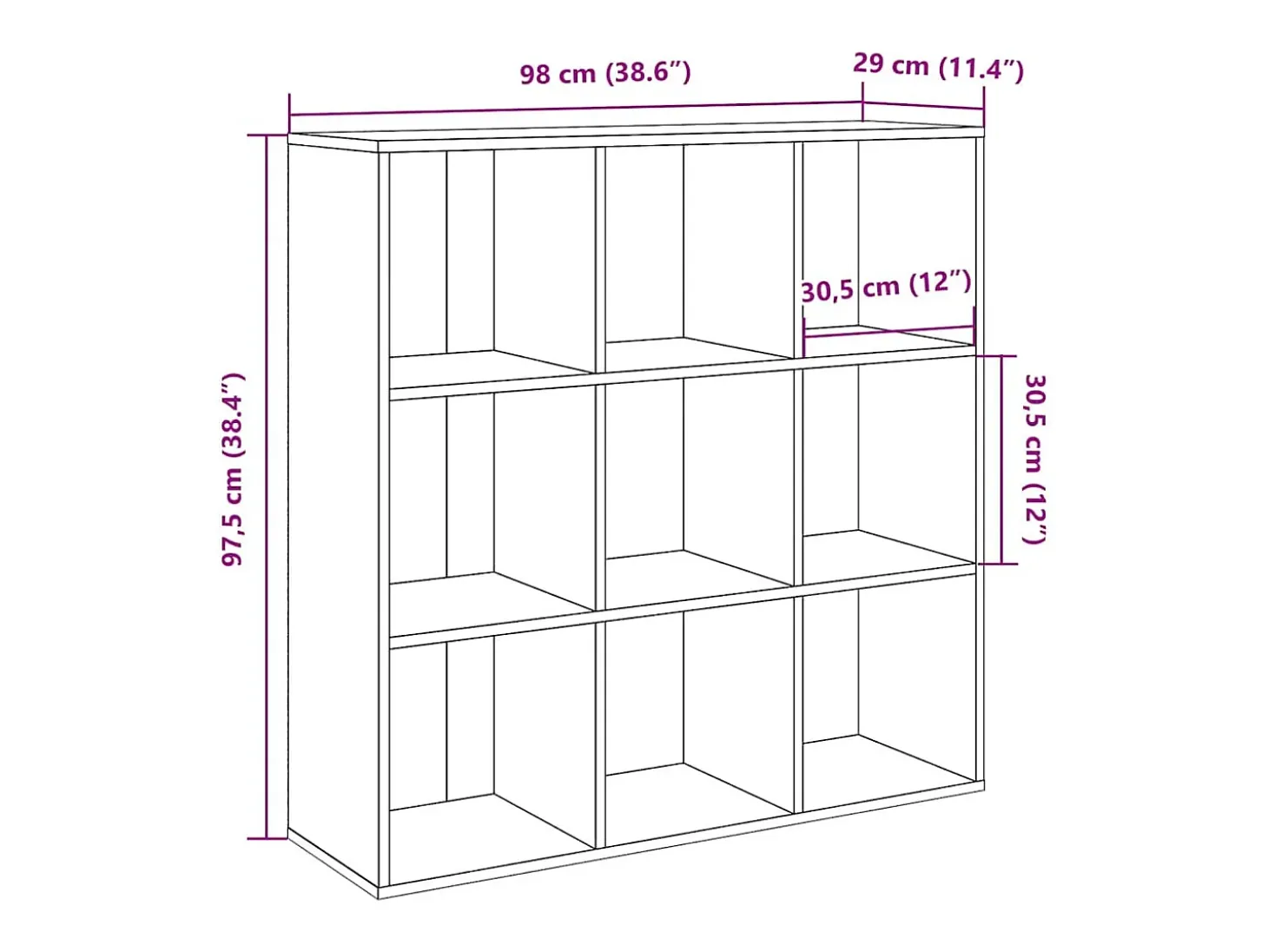 Estantería roble artisan 98x29x97,5 cm